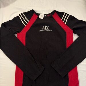 Armani Exchange Black and Red Knit Top